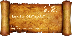 Hanula Rómeó névjegykártya